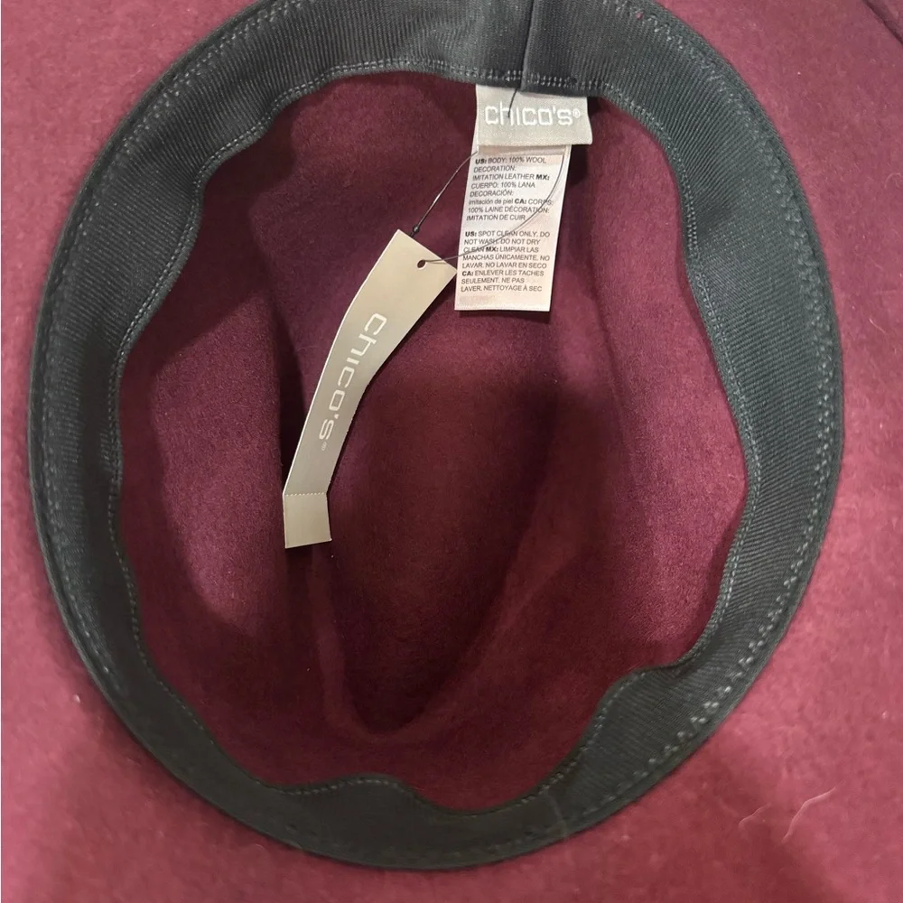 Chico's Chic Burgundy Fedora Hat - Picture 3 of 4